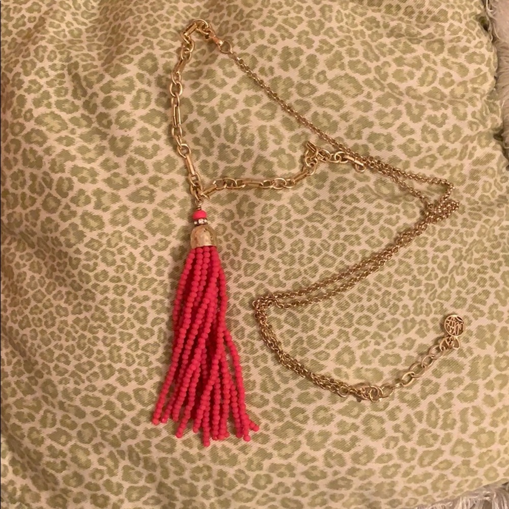 Lilly Pulitzer tassel necklace pink and gold